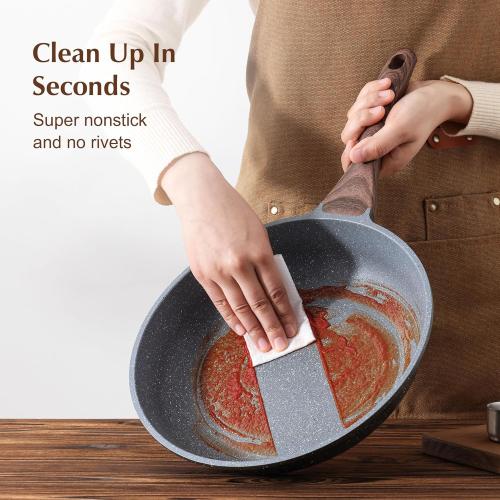 SENSARTE 12.5 Inch Nonstick Frying Pan Skillet, Swiss Granite Coating Omelette Pan, Healthy Stone Cookware, PFOA Free