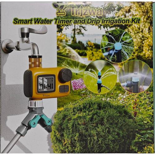 Drip Irrigation System Kit with Water Timer 100FT，1/2 inch Hose 1/4 inch Distribution Tubing，Water Timer for Garden Hose with Anti-Leakage Quick Connector and Drip Emitters,for Potted Plant