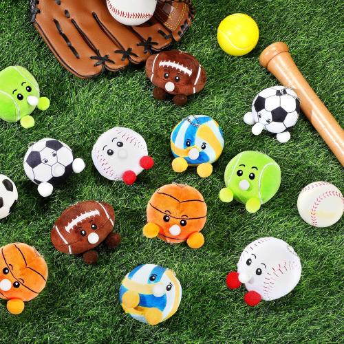 HyDren 6 Pcs Sports Party Favors Mini Stress Balls for Adult, 3.15 Inch Plush Baseball Basketball Soccer Football Gift for Valentines Day Gift, Birthday Party Favor