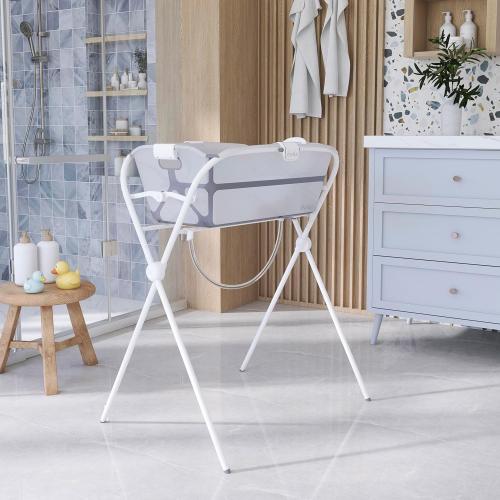 Evolur Supple Baby Spa Set with Infant Bathtub, Hammock Support Seat & Metal Frame, Newborn Tub for 0–12 Months, Complete Baby Care Essentials Gift Set for New Parents, White