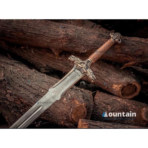 Mettleive | Conan The Barbarian Father Sword Full Tang Conan Real Atlantean Barbarian Destroyer Conquering Double Edge Two Sided Cold Steel Sword