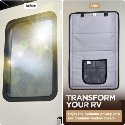 Living in a Bubble RV Door Window Shade, Foldable Magnetic Blackout Caravan Window Cover - UV Protection Heavy Duty Camper Trailer Door Windows Covering (16x25)