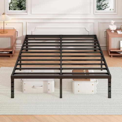 Hafenpo 14 Inch Queen Bed Frame - Sturdy Metal Platform Queen Size, No Box Spring Needed, Heavy Duty, Easy Assembly, Strong Bearing Capacity, Under Bed Storage, Black