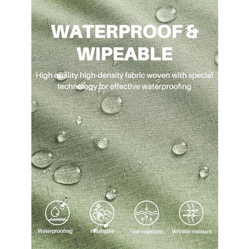IVAPUPU Textured Linen Rectangle Table Cloth, Sage Green, 52 x 70 Inch