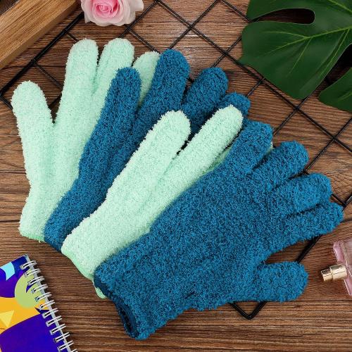 Patelai 2 Pairs Microfiber Gloves for Plants,Blue, Grass Green,X-Large | Plant Dusting Gloves Leaf Cleaning Gloves Mittens for Indoor Plants, Blinds, Furniture, House, Cars, Blinds
