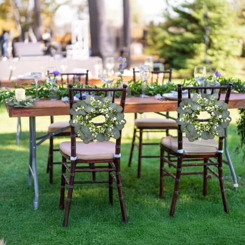 20 Pcs Artificial Eucalyptus Candle Rings, Boho Wedding Candle Holder Wreaths with Green Leaves, Decorative Pillar Candle Rings for Centerpieces and Home Decor
