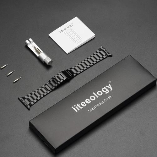 iiteeology Lightweight Stainless Steel Band Designed for Apple Watch Ultra 3 & Ultra 2, Series 1-11, 46mm, 45mm, 44mm, 42mm, Replacement iWatch Bands for Men & Women,Black