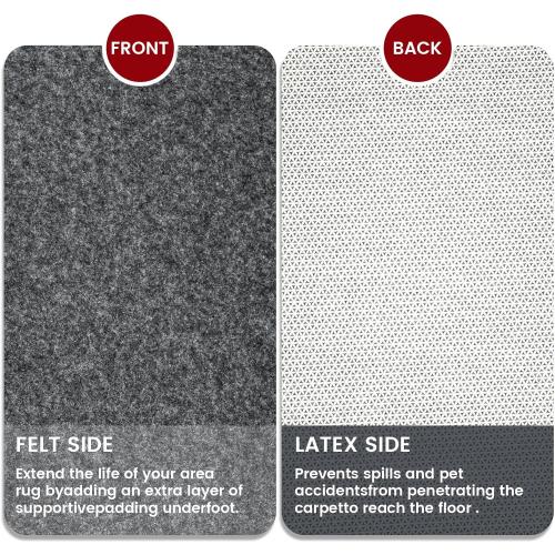 Waterproof Rug Pad, 10x14 ft Area Rug Non-Slip Carpet Pad, 1/4 Thick Non-Slip Rug Pads for All Floors and Finishes, Felt Pad for Hardwood Floors, Keeps Carpets in Place Soft and Safe