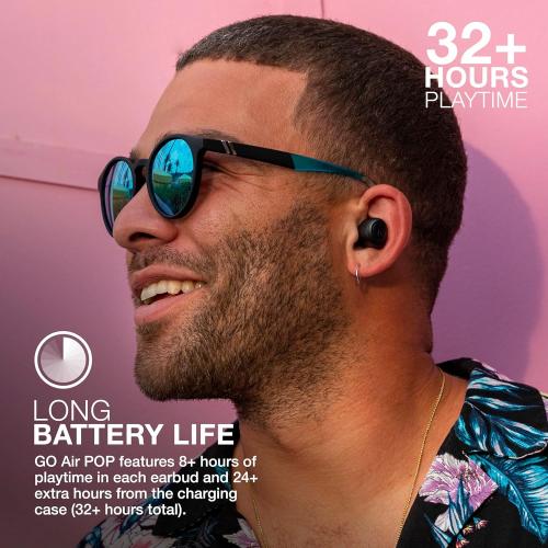 JLab Go Air Pop True Wireless Bluetooth Earbuds   Charging Case, Black, Dual Connect, IPX4 Sweat Resistance, Bluetooth 5.1 Connection, 3 EQ Sound Settings Signature, Balanced, Bass Boost