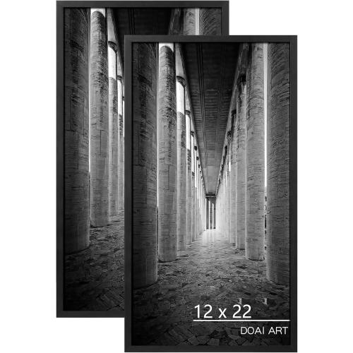 DOAI ART 12x22 Poster Frame 2 Pack, Black 12x22 Picture Frames for Horizontal or Vertical Wall Mounting,Scratch-proof Safe and Artistic Large Photo Frame Wall Art