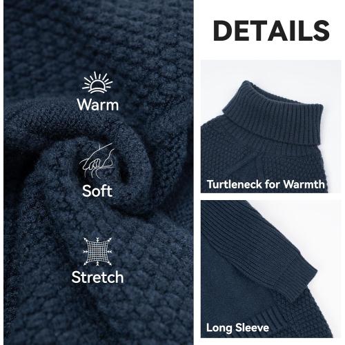 cyeollo Warm Small Dog Sweater, Knit Cold Weather Doggy Sweaters for Small Dogs Boy Pullover Winter Dog Clothes with Turtleneck for Indoor & Outdoor Wear, Navy M
