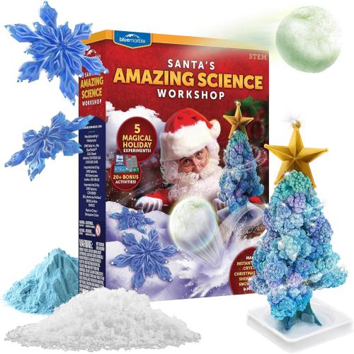 Blue Marble Santa's Christmas Science Workshop - Holiday STEM Kit for Kids with 5 Magical Experiments & 20 Bonus Activities, Educational Science Kit, for Kids Age 8 and Up