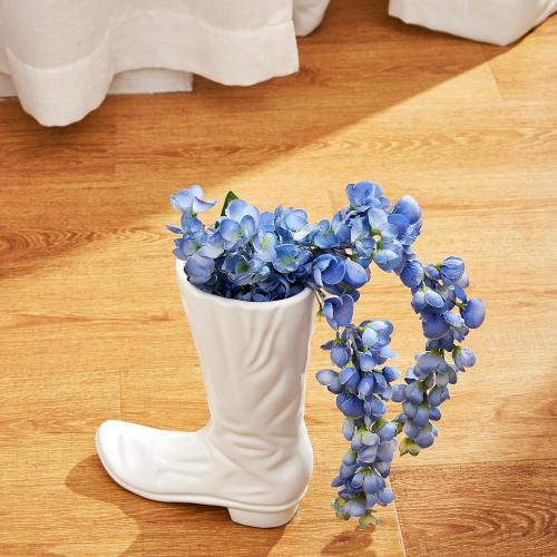 Denique White Boots Flower Vases, Creative Cowboy Boot Vase, Ceramic Flower Arrangements, Unique Boot Vases Boot Planter Modern Aesthetic Room Wedding Decor