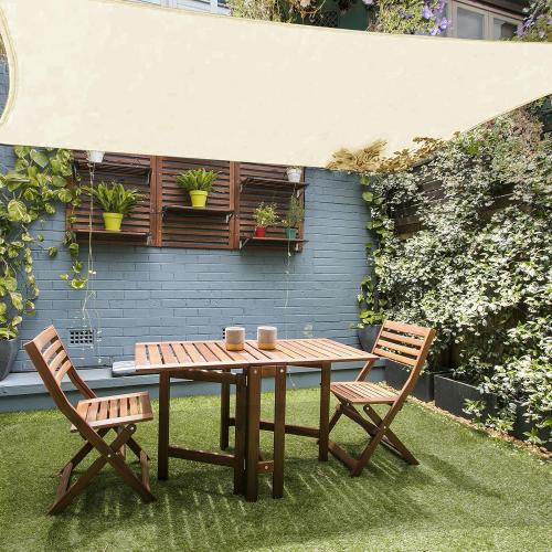 12'x16' Rectangle Sun Shade Sail, Permeable Shade Sails HDPE UV Block Sunshade Outdoor Patio Canopy Sun Cover for Backyard, Garden, Porch, Cream