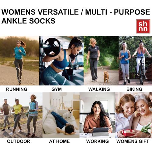 shnn Womens Ankle Socks Lightweight Breathable Casual Low Cut Socks for Women With Heel Tab