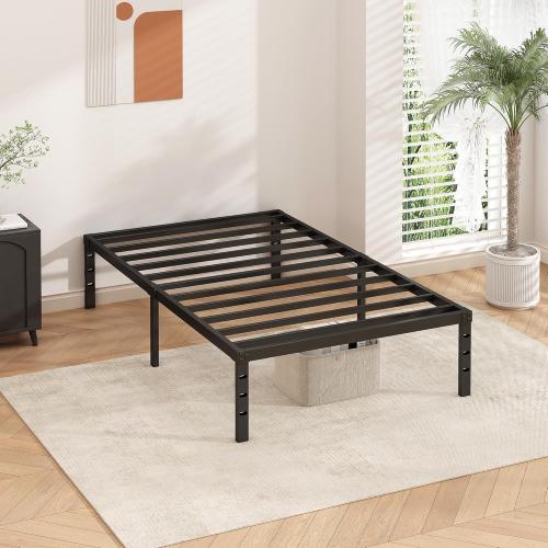 Metal Platform Bed Frame 14 Inch Tall,No Box Spring Needed,Twin Size Bed with Heavy Duty Strong Support Slats,Easy to Assemble,Black