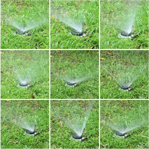 ARMY GREEN VEGO I Metal 9-Pattern Turret Lawn Sprinkler, 9 Pattern Garden Sprinkler with Heavy-Duty Metal Base, Great for Small, Shaped, Medium-Sized Yard Areas, Coverage Area Up to 1,022 Sq.Ft