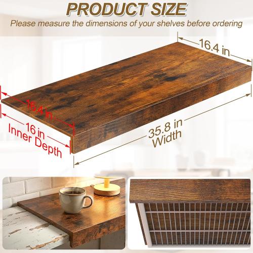 MyLifeUNIT Wire Shelf Covers, 4 PCS Wood Wire Rack Covers for Pantry, Closet, Laundry Room (35.8 W x 16 D)