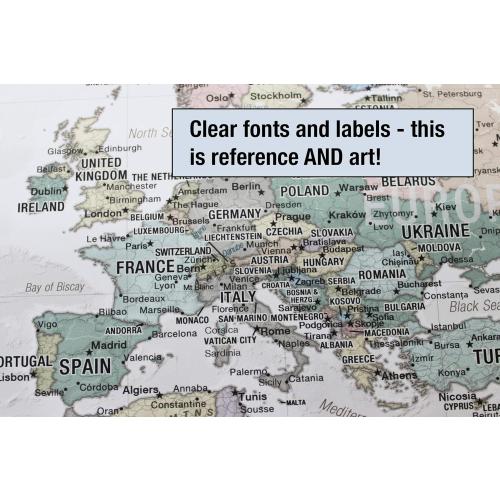 Laminated World Odyssey Map Poster | Executive Style Map | Includes The Most Legible Location Labels | 36” x 24” | Shipped Rolled in a Tube, Not Folded | Great for The Home or Classroom