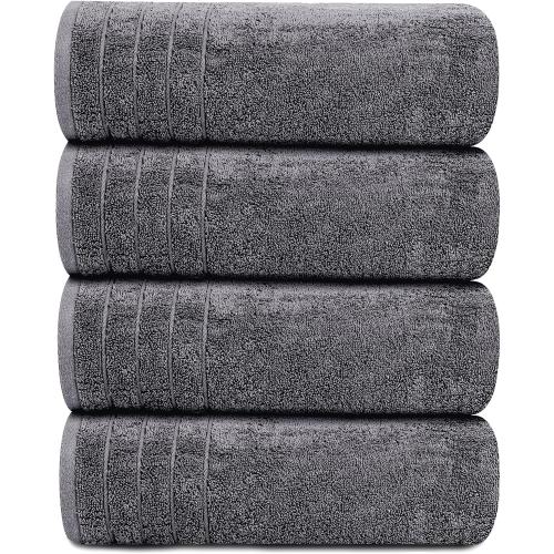Tens Towels 4 Piece Extra Large Bath Towels 30 x 60 Inches, Dark Grey | 100% Cotton, Larger & Lighter Weight, Quicker to Dry, Super Soft and Absorbent, Perfect for Bathroom