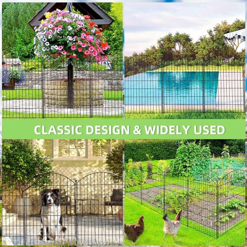 Decorative Garden Fence 40in (H) x24ft (L), 10 Pack No Dig Fence Animal Barrier for Dog with Lock, Arched Flower Bed Edging, Wire Border Panel Fencing for Yard Patio Outdoor Decor