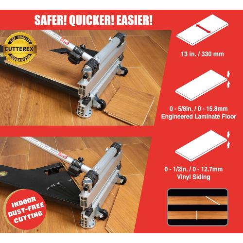 CUTTEREX 13” Vinyl Floor Cutter with Wheels – Easy Angle & Length Cutting, Flooring Tools - Cuts Vinyl Floor, Engineered Wood, LVP, LVT, VCT, SPC, WPC, HSS Blade/LED Light