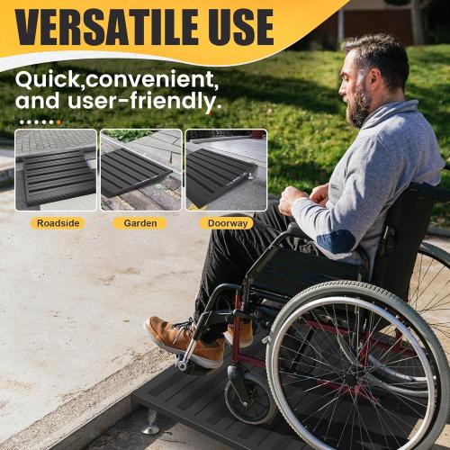 Threshold Ramp for Doorways,Adjustable Height 2.6-7.3 Aluminum Wheelchair Ramp with Heightening Screws and Swivel Angle Leg,1100lbs Load Capacity,30W＆36''L Curb Ramp for Trolley,Power Chairs