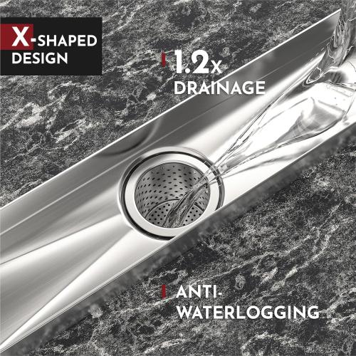 WEBANG 12 Inch Linear Shower Drain Rectangular Floor Drain with Accessories Reversible 2-in-1 Cover Tile Insert Grate Removable SUS304 Stainless Steel CUPC Certified Brushed