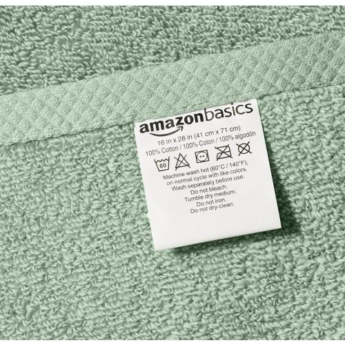 Amazon basics Lightweight quick-dry hand towels - 100% cotton, 8-pack, 28 x 16 inches, seafoam green
