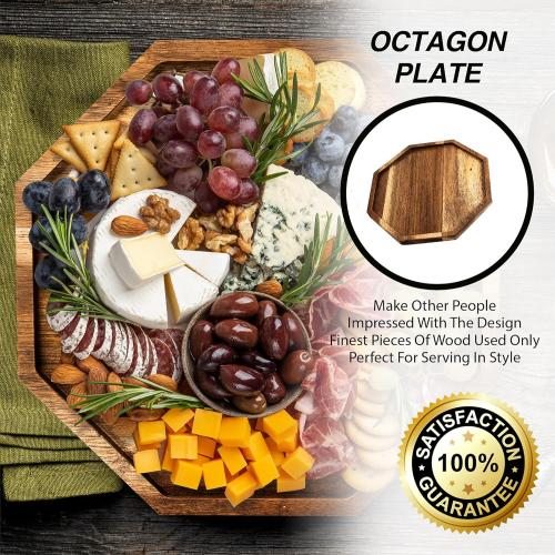 GloBoid Wood Charger Plates & Trays, Wooden Tray For Food & Decor, Wooden Serving Board & Platter, 10’ x 10' Wood Tray & Serving Platters, Acacia Wood Plate Set of 2