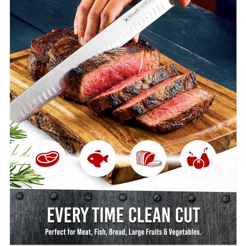 Brisket Slicing Knife – 12 Brisket Knife, BBQ, Grilling Gifts For Men – Razor Sharp German Steel, Full Tang, Ergonomic Handle