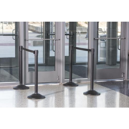 US Weight Sentry Stanchion with Retractable Belt, Easy Connect Assembly, Black, 6.5' Belt (2 Pack)