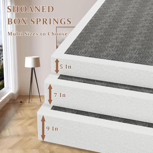 King Size Box Springs - 5 Inch Low Profile Mattress Foundation No Noise Heavy Duty Metal Basics Bed Base with Clean Fabric Cover, Easy Assembly