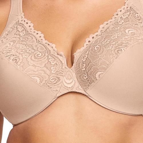 Glamorise Women's Plus Size Low Cut Wonderwire Lace Bra Underwire #1240
