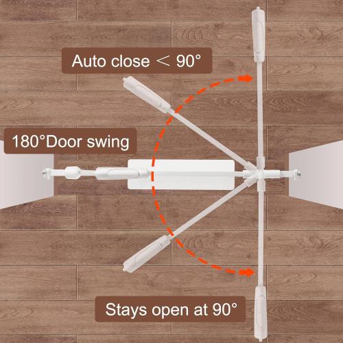 Baby Gate for Stairs No Drill 33.86-38.58 Inch,Pressure Mounted Metal Child Safety Dog Gates for Doorways,Walk Through Pet Gate Indoor Auto Close,White