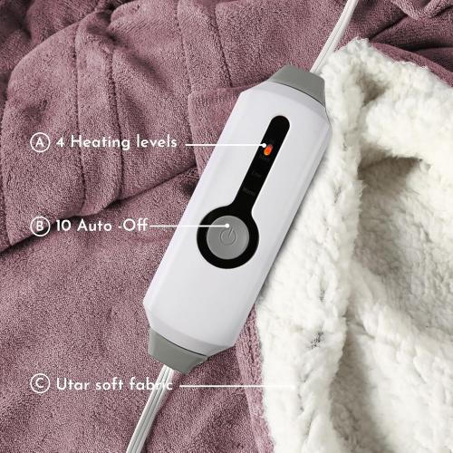 Electric Heated Blanket 90x100 King Size Microplush Cover Blanket, 4 Heat Settings & 10 Hours Auto Off, Cozy & Warm for All Night, Machine Washable, Berry