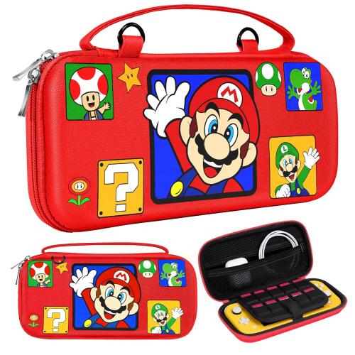 Xinocy for Nintendo Switch for Switch Lite Carrying Case - Cute Kawaii Design for Switch Lite Travel Cases Portable Storage Carry Protective Hard Shell for Women Girls Boys Teens, Red
