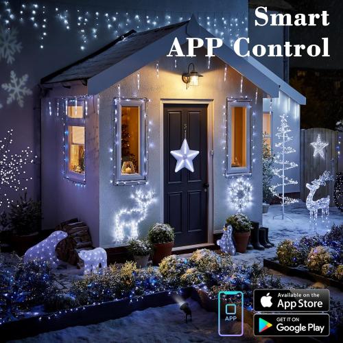 BrizLabs Smart Christmas String Lights, 115ft 300 LED Cool White & Multicolor Color Changing Christmas Lights with App & Voice Control, Dimmable Music Sync Xmas Tree Light for Indoor Outdoor Decor