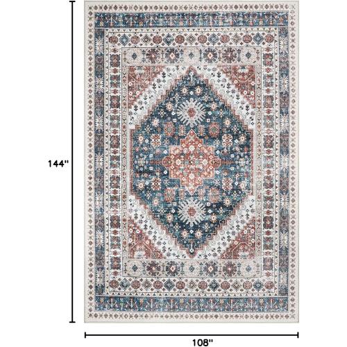 Size  9x12 Color Grey  Area Rugs,Stain Resistant Washable Rug,Ultra-Thin Rugs for Living Room,Bedroom,Non-Slip Backing Home Decor Large Area Rug (Navy Blue/Red,9'x12')