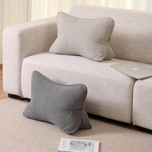 Pat. Pend. Corduroy Lumbar Support Back Pillow for Watching TV, Reading & Gaming, Ergonomic Triangle Support Cushion for Sofa, Armchair & Bed Sitting, Removable Washable Cover, Beige Gray