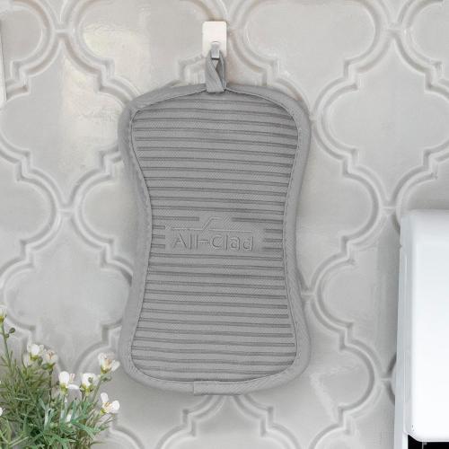 Pack of 2, All-Clad Premium Pot Holder & Hot Pad: Heat Resistant up to 500 Degrees - 100% Cotton, 10x6.25 Hot Pad for Kitchen and Barbeque, 2-Pack, Titanium