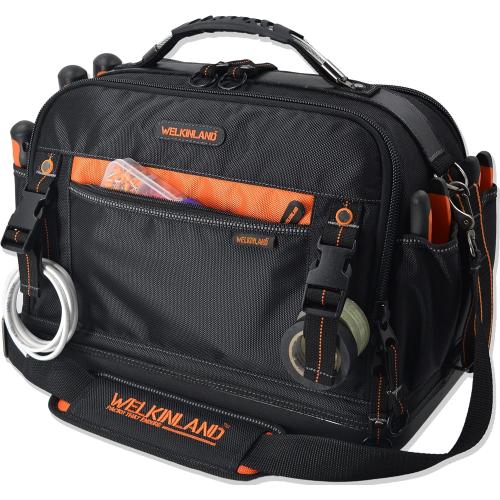 WELKINLAND Size  42-Pocket Color Black and orange Tool Organizer - HVAC & Electrician's Waterproof Tool Tote