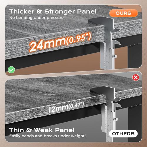 Huuger 55 x 24 inch Desk with Power Outlets & USB-C, Deeper & Thicker Desktop, Robust Metal Tubes, Computer Desk, Heavy Duty Office Desk, Work Gaming Desk for Home Office, Grey