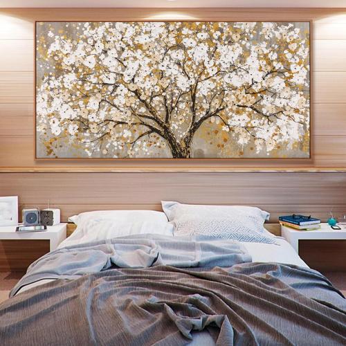 Large Wall Art Print Gold Abstract Tree Of Life Framed Modern Artwork Canvas Painting Gold Tree Pictures Home Decor Ready To Hang For Bedroom Living Room 30X60