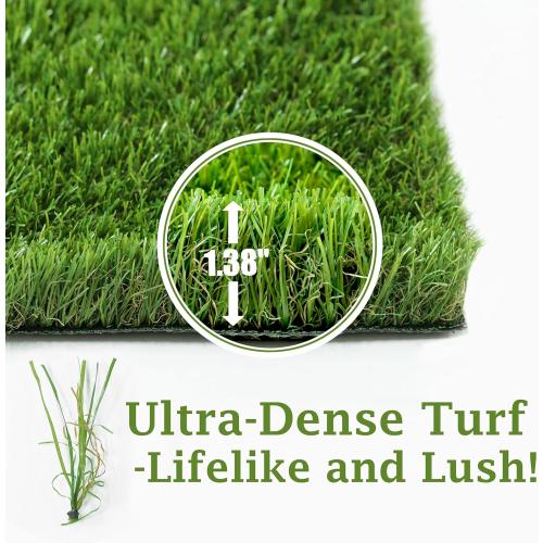 HOMESTEAD Thick 1.38 Artificial Turf Grass for Outdoor - 4 ft x 6 ft Synthetic Grass with Non-Slip Backing & Drainage Holes, Roll for Outdoor Patio, Lawn, Balcony - Astro Turf Rug