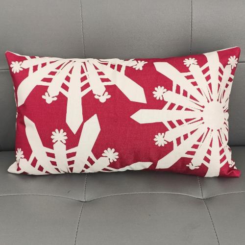 Outdoor Christmas Lumbar Pillow Covers Snowflake 12x20 2 Pack, Red Christmas Throw Pillow Covers for Porch Garden Couch, Winter Lumbar Pillow Cases Without Fillers