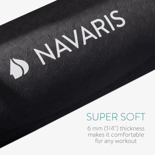 Navaris Round Yoga Mat - 47 Diameter Circular Exercise Mat 1/4 Thick - Non-Slip Mat for Cardio, Workout, Fitness, Tai Chi, Meditation - Size Small