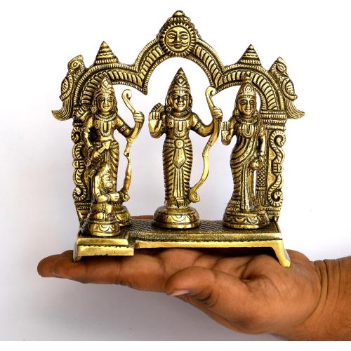 StonKraft - Brass Ram Darbar Includes Rama, Sita, Laxman, Hanuman Murti Idol Statue Figurine | 6.75 inches