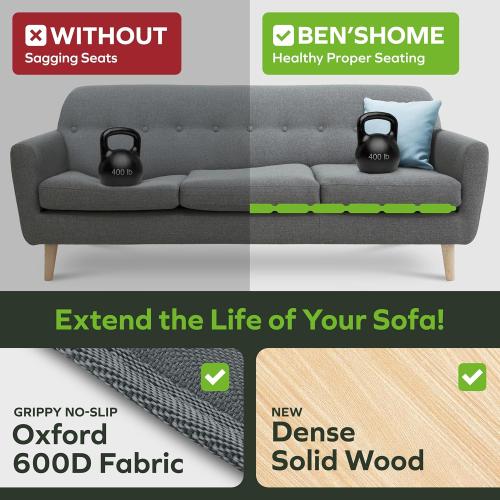 BEN'SHOME® Heavy Duty Couch Cushion Support Board – Instantly Repair Sagging Long Sofa Seat | 30 x 82-96 | .5 Furniture Grade Wood Under Cushions Insert, Anti-Slip, Extend Sofas & Couches Life