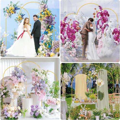 Wokceer Wedding Arch Backdrop Stand 7.2FT,6.6FT,6FT Gold Metal Arch Stand